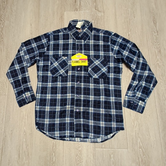 Dickies Other - New Vintage Dickies Woodsman Flannel Shirt Mens M‎ Blue Plaid Cotton Long Sleeve